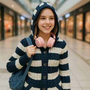 iClever Kids Wireless Headphones PinkFaux Leather Ear Cushions Plastic Frame Pa